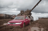 saab crushed from tank