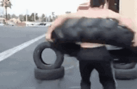 man rotates around his waist rubber