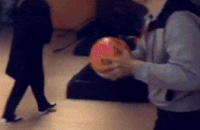 boy breaks ceiling with bowling ball