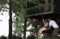 fat woman falls from a swing